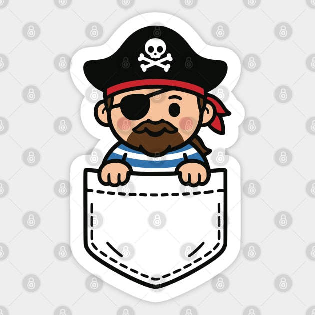 Funny Pirate Pocket Pal Cute Pirate Swashbuckling Sea Humor Sticker by Yesteeyear
